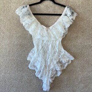 VINTAGE Victoria's Secret Lace Lingerie Teddy Bodysuit Size Small Union Made